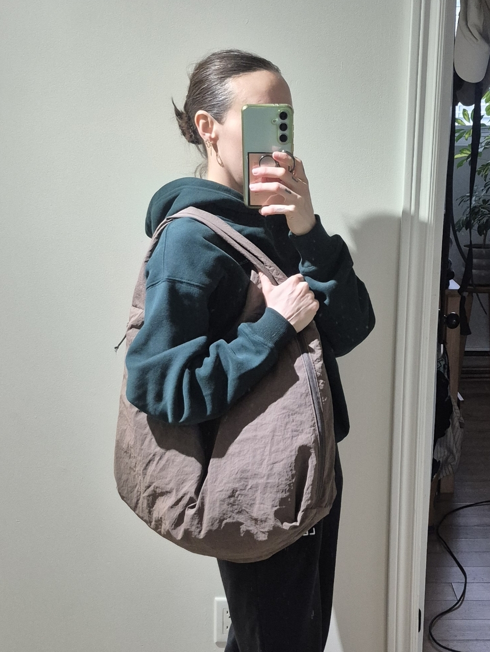 Oversized Taupe Shoulder Tote Bag